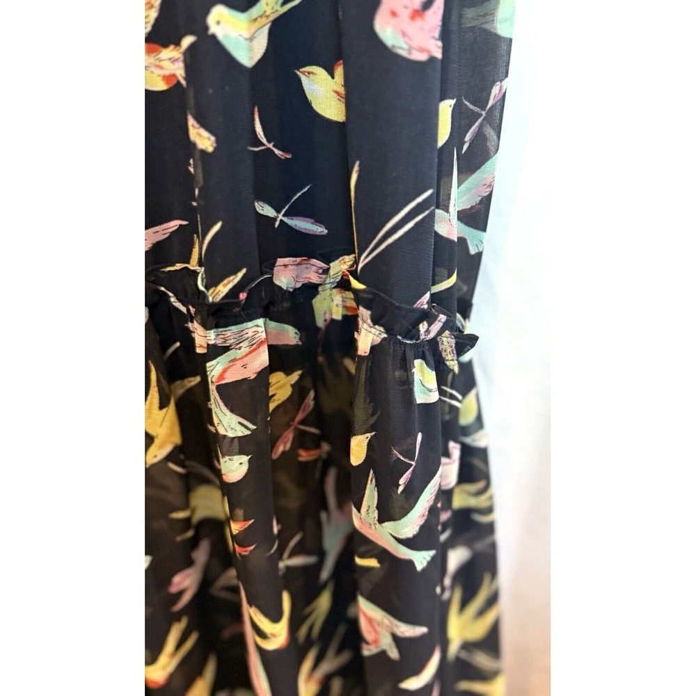Chelsea & Violet Bird Print Halter Maxi Dress Size L Tiered Flowy Vacation NWT - Picture 8 of 14
